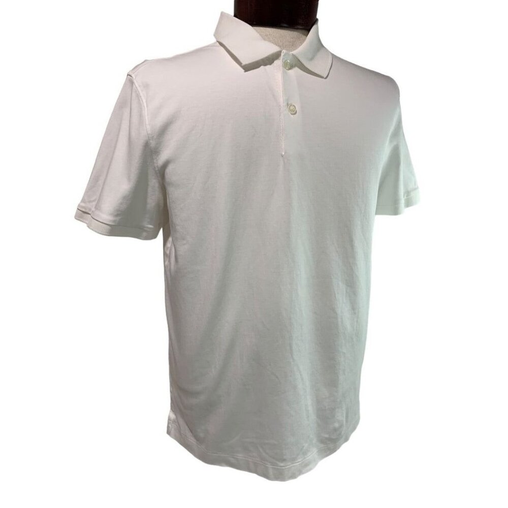 Large Banana Repubic Polo White Short Sleeve Shirt Golf Shirt Luxury Touch Perfo